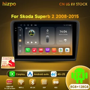 Hizpo Per Skoda Superb 2 2008 – 2015 Autoradio Lettore Video Multimediale di Navigazione GPS Android 14 2din 4G + WiFi DSP Carplay Auto
