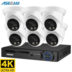 Sistema di telecamere di sicurezza 8MP 4K POE NVR Kit CCTV registrazione Audio Set di telecamere IP di videosorveglianza per visione notturna a colori AI all’aperto