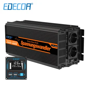 Convertitore 12v 220v Onda sinusoidale pura 1500w 2000w 2500w Off Grid Edecoa Convertitore DC 12v a 230v 12V 220V