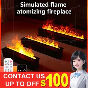 Camino atomizzatore multicolore con rifornimento intelligente dell’acqua, ideale per una decorazione di lusso per la casa. L’effetto 3D delle fiamme crea un’atmosfera elegante e accogliente, perfetta