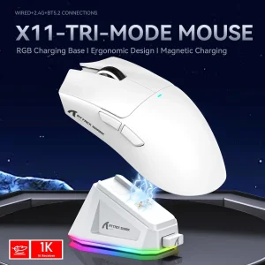 ATTACK SHARK X11 Mouse da gioco Dock di ricarica magnetica PixArt PAW3311 sensore di gioco 22000 DPI BT/2.4G Mouse da gioco Wireless/cablato