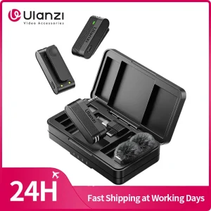 Ulanzi A100 Microfono wireless Lavalier MIC per iPhone 16 15 Pro (Max) Registrazione audio della fotocamera Monitoraggio in tempo reale Aggiornamento J12