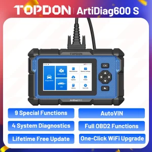 TOPDON ArtiDiag600S OBD2 Scanner Strumento diagnostico per auto Automotive ABS SRS TPMS Test motore Riparazione automatica Strumento per officina meccanica