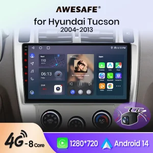 Wireless CarPlay per Apple Android Auto Autoradio GPS per Hyundai Tucson 2004 2005 2006 2007 2008-2013 Multimedia RDS 4G WiFi