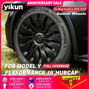 Set di 4 Copricerchi per Tesla Model Y 19 Pollici, Coprimozzo Sostitutivo per Auto, Copertura Completa del Cerchio, Accessori Auto 2020-2024