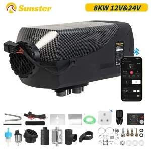 Sunster Riscaldatore per auto 8KW Riscaldatore ad aria diesel 12/24V Ultra silenzioso e Bluetooth APP Camion Barca Bus RV Rimorchio Aria Diesel Riscaldatore di parcheggio