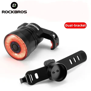 ROCKBROS Luce posteriore per bicicletta Luce posteriore con rilevamento intelligente dei freni Tipo C Ricarica Rilevamento giorno/notte Accessori per bici da strada MTB
