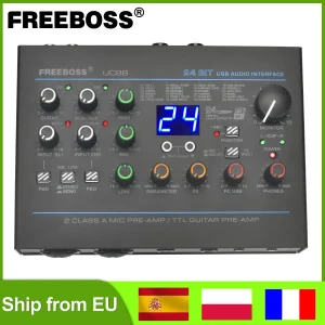 Freeboss 24 Effetti Scheda Audio 48KHz EQ Registrazione 2 XLR Ingresso Microfono Stereo PC 48V Chitarra Interfaccia Audio Esterna Per Mac OS UC88