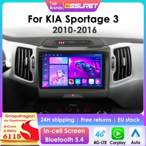 Autoradio Android 14 con Telecamera a 360° per KIA Sportage 3 2010-2016, GPS Multimediale 4G, Carplay, Schermo Intelligente 6115