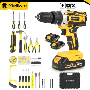MELLWIN 25 + 3 Coppia Set di utensili per trapano a percussione elettrico Cacciavite elettrico a batteria regolabile a 2 velocità per Makita 18V Batteria Pin