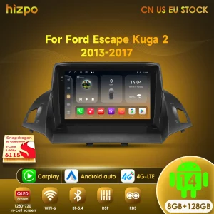 Hizpo Autoradio 2 Din Lettore Multimediale Per Ford Kuga 2 Escape 2013-2017 9 ”Android Auto Stereo Navigazione GPS DSP RDS AI Voce