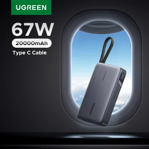 UGREEN 67W 20000mAh Power Bank Cavo di tipo C integrato, caricabatterie per laptop PD3.0 65W, compatibile con batteria esterna Xiaomi 67W