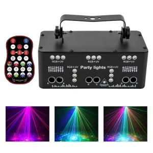 DJ Disco Light Party Light 21 LED RGB Controllo del suono Luce stroboscopica semovente e faretto effetto DMX con laser e LED