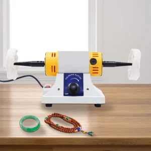 Lucidatrice a doppia testa da 320 W, smerigliatrice da tavolo a velocità regolabile, lucidatrice per gioielli, strumento per lucidare il tornio da banco