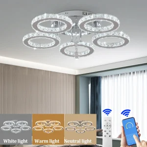 Lampada da soffitto a LED in cristallo con telecomando Lampadario moderno Lampade a sospensione a sospensione Decorazione per interni Apparecchio a montaggio superficiale