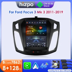 Hizpo per autoradio stile Tesla per Ford Focus 3 Mk 3 2011 2012 – 2019 Android Auto 4G Wireless Carplay DSP Multimedia Player