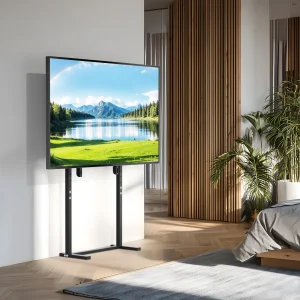 Supporto TV da Pavimento bianco, Supporto TV da Terra in Ferro per Schermo 32-100 pollici Plasma, LCD, LED porta tv mobile per tv altezza Regolabile angolo Max VESA 800x400mm