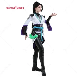 Miccostumes Costume Cosplay da donna con colletto incrociato cinese vestito con colletto incrociato cinese con corsetto e accessori per la vita