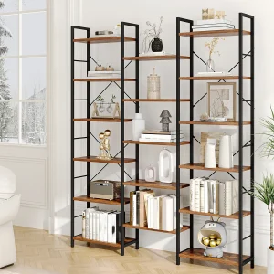 Libreria, scaffale verticale con 17 ripiani, spaziatura regolabile, scaffale per libri con struttura in metallo, per soggiorno, camera da letto