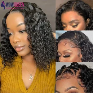 Parrucca Glueless Onda d’acqua Parrucca Bob Parrucca in pizzo pretagliata Parrucca Bob da 10-16 pollici Parrucche anteriori in pizzo per capelli umani Parrucche pre pizzicate con chiusura 4×4