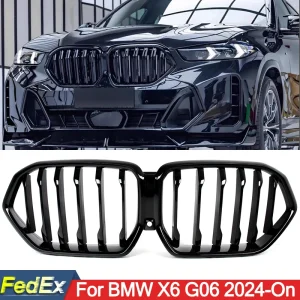 Sostituzione per BMW X6 G06 M60i LCI 2024-On Paraurti anteriore Griglie da corsa Linea singola Griglia a rene Nero lucido Accessori auto