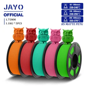 JAYO 5 Rotoli di Filamento PETG 1.75mm Ad Alta Velocità PETG 3D Filamento Stampante 1.1 KG/Rotolo Ad Alto Flusso Speedy Opaco Materiali di Stampa 3D