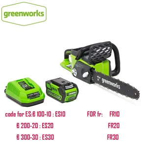 Greenworks GD40CS40 40v Batteria elettrica a batteria Motosega senza spazzole Equivalente a motosega 32CC