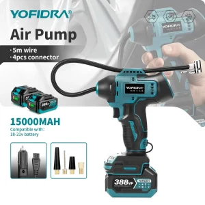 Pompa di aria elettrica Gonfiatore per pneumatici Display digitale ad alta pressione Strumento multifunzione per compressore d’aria per auto per Makita 18V Batteria Pin