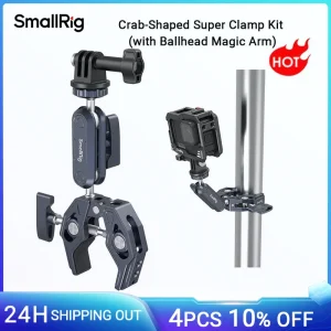SmallRig Super Morsetto in Alluminio con Doppia Testa a Sfera Braccio Magico 1/4 “-20 Fori Filettati per Gopro/DSLR Mount Camera Monitor Luce