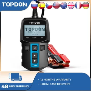 TOPDON BT100 Tester batteria Analizzatore caricabatteria per auto 12V 2000CCA Test batteria di tensione Tester batteria per auto Strumenti di ricarica
