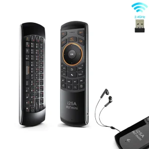 Rii i25A 2.4G Mini tastiera wireless universale Air Mouse telecomando con jack per auricolare per Smart TV Android TV Box Fire TV