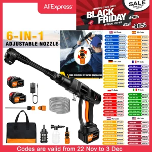 DayPlus Idropulitrice a batteria Pulitore portatile per idropulitrice per auto 3.0Ah Alimentato a batteria ad alta pressione per pavimento da giardino, 150BAR