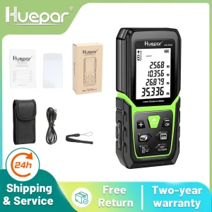 Telemetro laser 330Ft/100M(165Ft/ 50M 390Ft/120M) Misura laser LCD retroilluminato M/In/Ft con batteria agli ioni di litio e sensore angolare elettrico