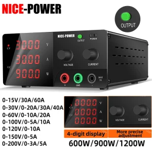 NICE-POWER 900W 30V 30A 20A 60V 10A 60A Alimentatore CC regolabile 100V 5A Alimentatore da banco con interruttore USCITA, corrente preimpostata