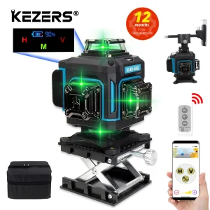 KEZERS 16 Linee Display 4D Livello Laser Verde KL4D-03G Autolivellante 360 1PC 4000mAh Batteria Li-Ion Borsa di Stoffa per Telecomando