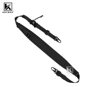 KRYDEX Rifle tattico Slingster Strap 2 punti / 1 punto 2.25 “Cintura imbottita rimovibile modulare per tiro da caccia Nero