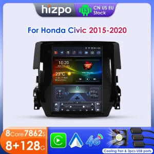 Hizpo 9.7 “Radio Stereo Per Auto per Honda Civic 2015 – 2020 Lettore Multimediale di Navigazione GPS 2 Din 4G Audio Tesla Stile Carplay DSP