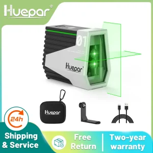 Huepar E011G livello Laser verde autolivellante strumento ricaricabile a linea incrociata e sensore di movimento e modalità a impulsi-Wave Your Hand to Switch