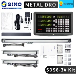 SINO SDS6-3V Display digitale a 3 assi in metallo e KA-300 o KA-500 digitale ottico lineare scala di vetro righello fresatura tornio DRO