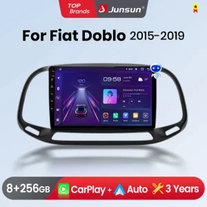 Junsun Wireless CarPlay Android Auto Car Radio per Fiat Doblo-2019 GPS sistemi intelligenti tereo Multimedia Car Radio