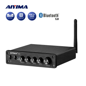 AIYIMA Audio A03 TPA3116 Amplificatore Bluetooth Hifi Stereo 2.1 Canali 100W + 50Wx2 Bass Treble Control Subwoofer AMP DC12-24V
