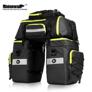 RHINOWALK Borsa da trasporto per bicicletta MTB Portapacchi posteriore Borsa per bagagliaio per bici Borsa per bagagli 3 in 1 Borse per sedile posteriore a doppio lato per ciclismo
