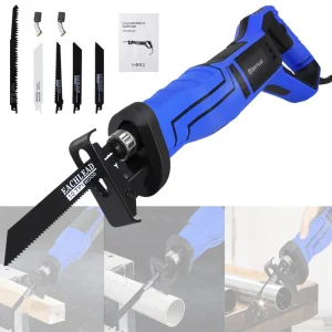 DayPlus 900W Reciprocating Saw with 5PCS Saw Blades for Wood PVC Metal Cutting, Variable Speed,28mm Stroke Length Electric Saw