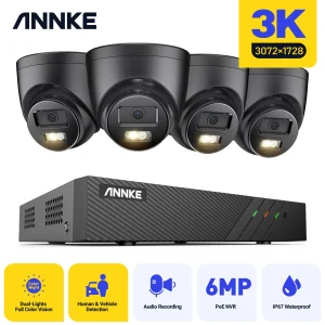 ANNKE 3K 5MP Ultra HD POE Sistema di videosorveglianza 8CH NVR Registratore 3K Telecamere di sicurezza Kit CCTV Smart Dual Lights Telecamera IP