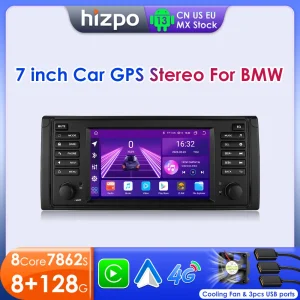 Hizpo 7 “Autormotive Android per BMW serie 5 E39 X5 E53 M5 1996-2003 autoradio lettore multimediale GPS Navi unità principale CarPlay DSP