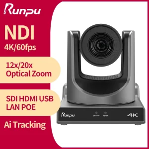 Telecamera PTZ Runpu 4K60FPS NDI con Zoom 12X/20X, Tracciamento AI, SDI, HDMI, USB, POE, IP per Conferenze e Streaming Live in Chiesa