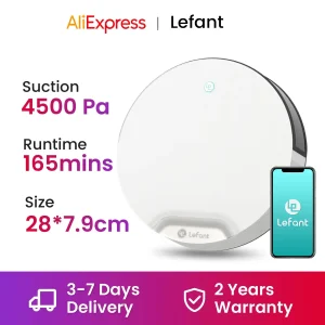Aspirapolvere robot LEFANT N1, potenza di aspirazione 4500PA, fino a 165 minuti di autonomia, 4 modalità di pulizia, ideale per peli di animali