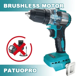 Cacciavite elettrico a mano con trapano a mano senza fili da 10 mm, 2 velocità, 23 impostazioni di coppia, adatto per batteria Makita 18 V (senza batteria)