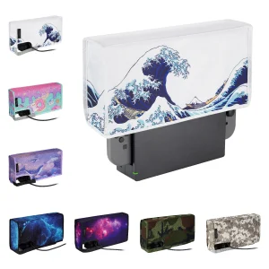 PlayVital Copertura antipolvere in nylon con fodera ordinata, protezione impermeabile antigraffio per dock di ricarica OLED NS Switch e Switch – The Great Wave