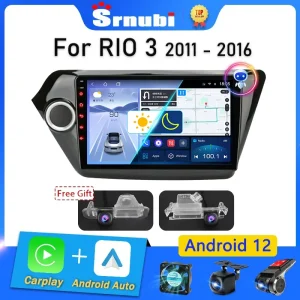 Srnubi 2 Din Android 12 Carplay Autoradio per Kia RIO 3 2011 – 2016 Lettore multimediale 2din Stereo Navigazione GPS DVD Unità principale